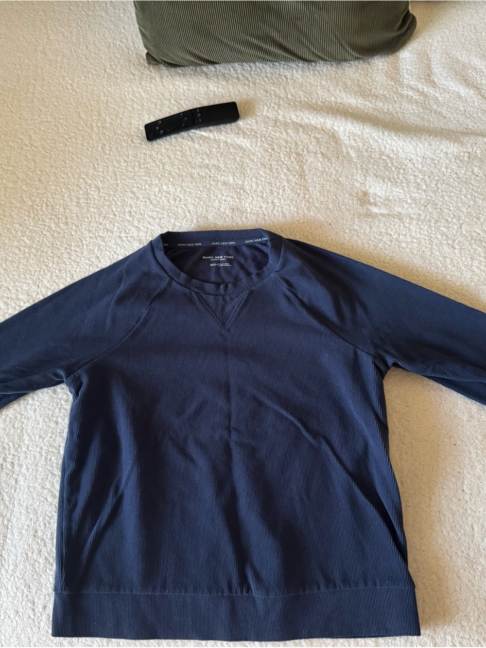 Men's Dark Navy Ribbed Crewneck Sweater Marc New York